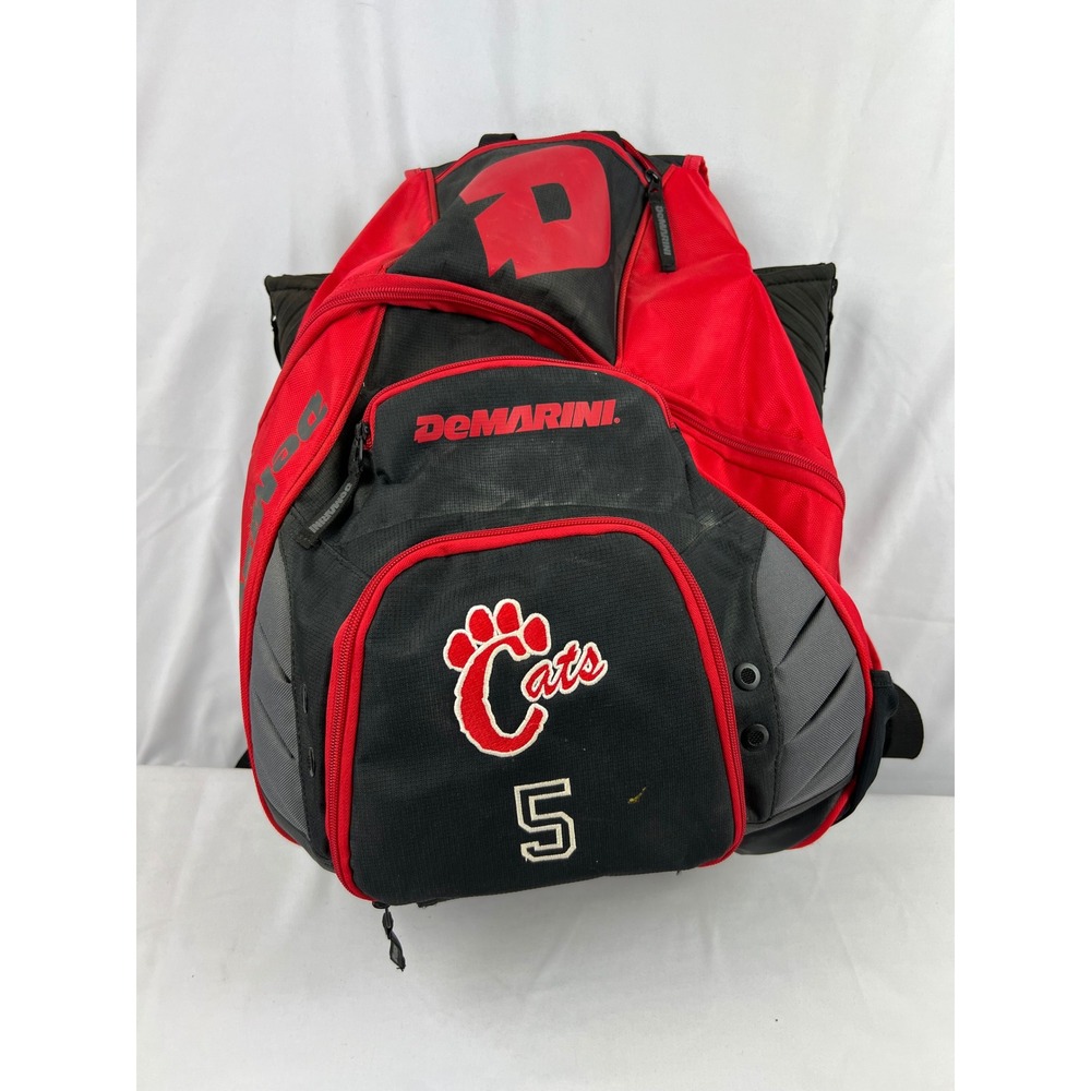 DeMarini Voodoo Rebirth Baseball Softball Backpack Red Black Cats #5 Good